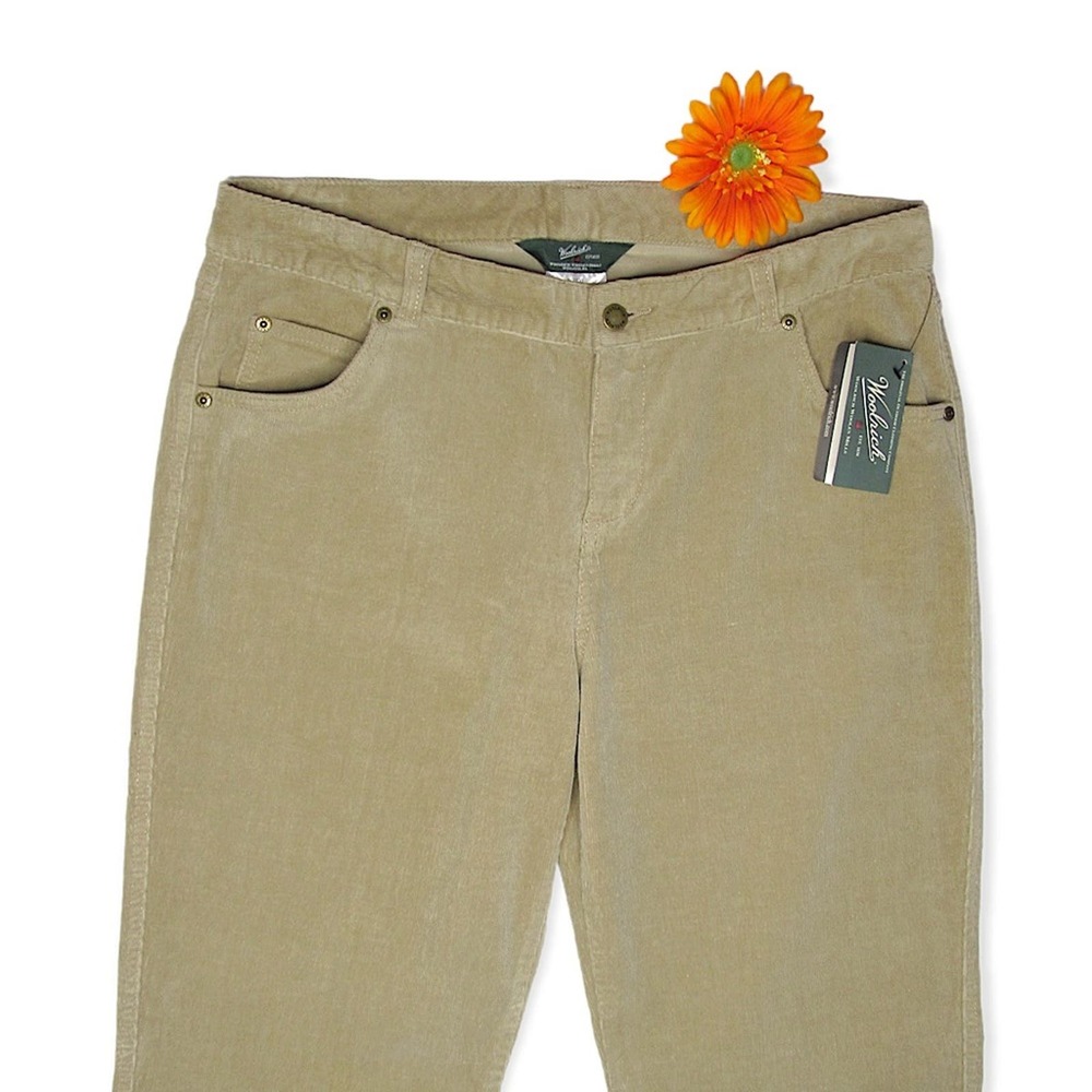 Woolrich Corduroy Strait Leg Pants Size 14 Tan Khaki Cotton Spandex Blend NWT